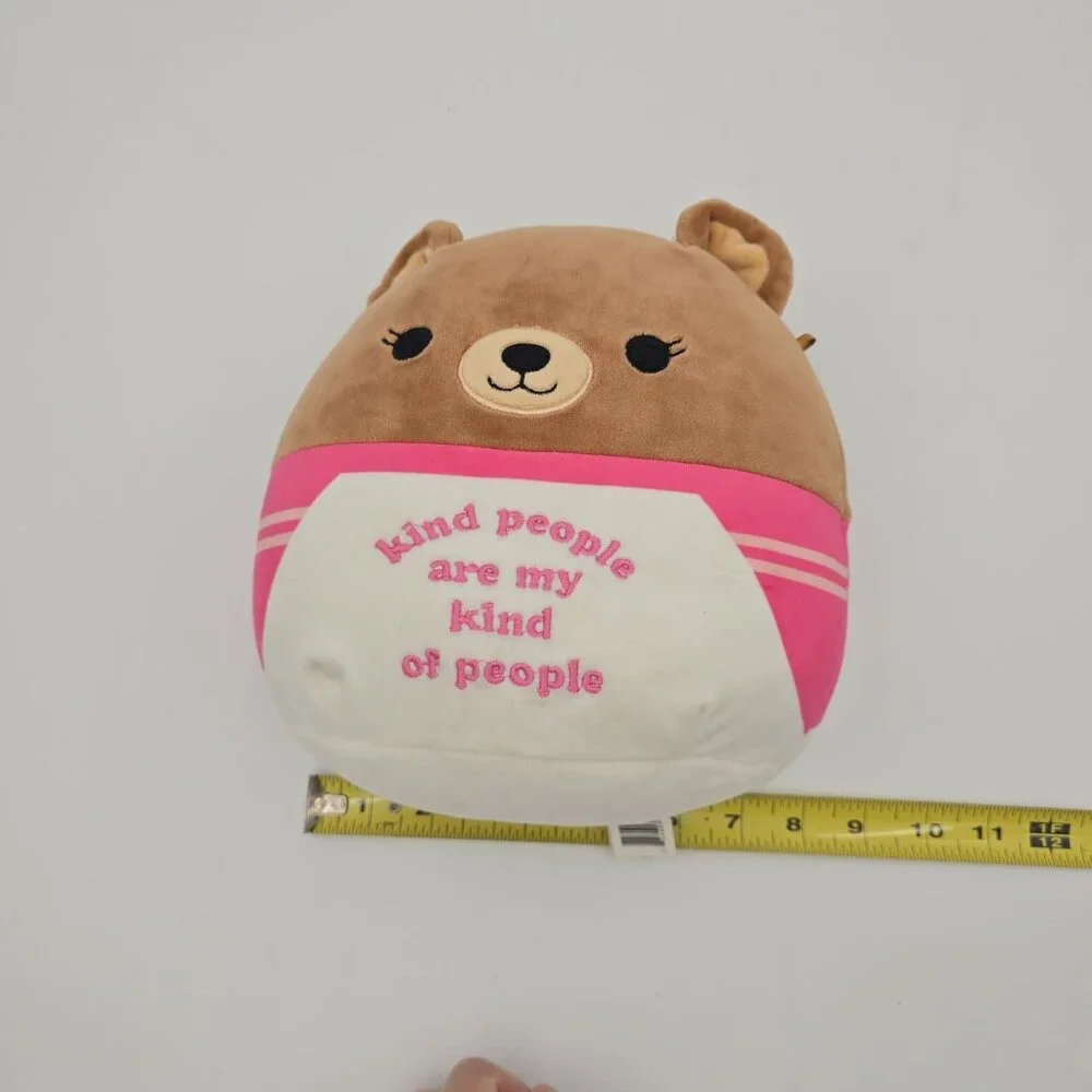 Original Squishmallow Plush Kellytoy Bear Quote Design Brown/Pink Good Condition - Picture 7 of 7